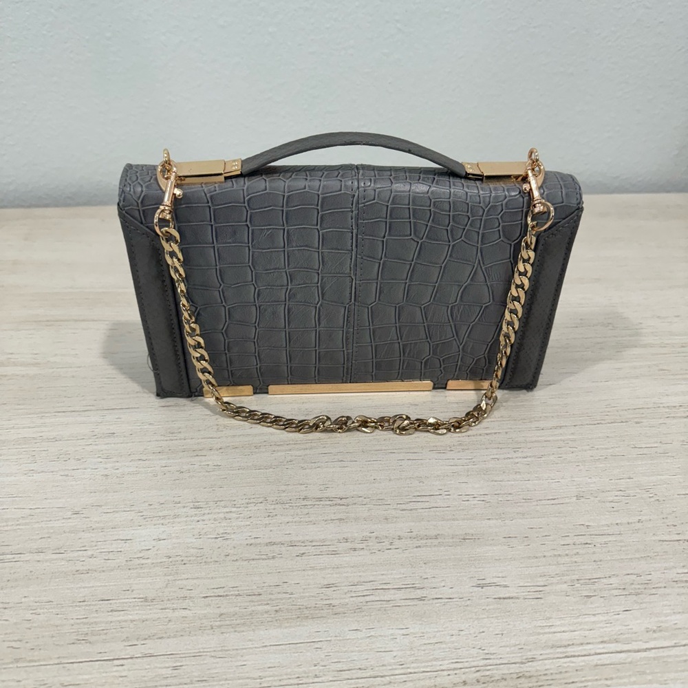 River Island Gray and Gold Clutch with Elegant Design